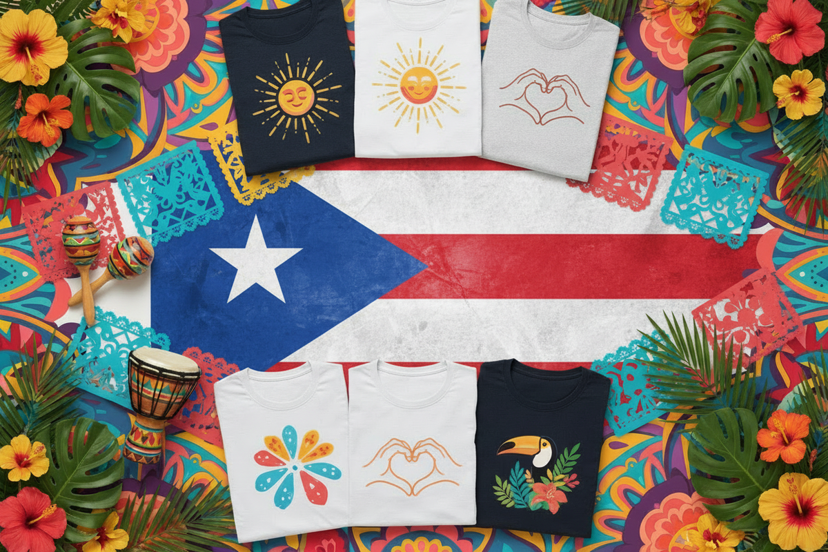 Latinos Hispanic Heritage banner with Puerto Rico flag