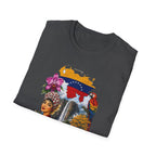 Camiseta vintage de viaje de Venezuela: Arepa, Salto Ángel y diseño floral retro