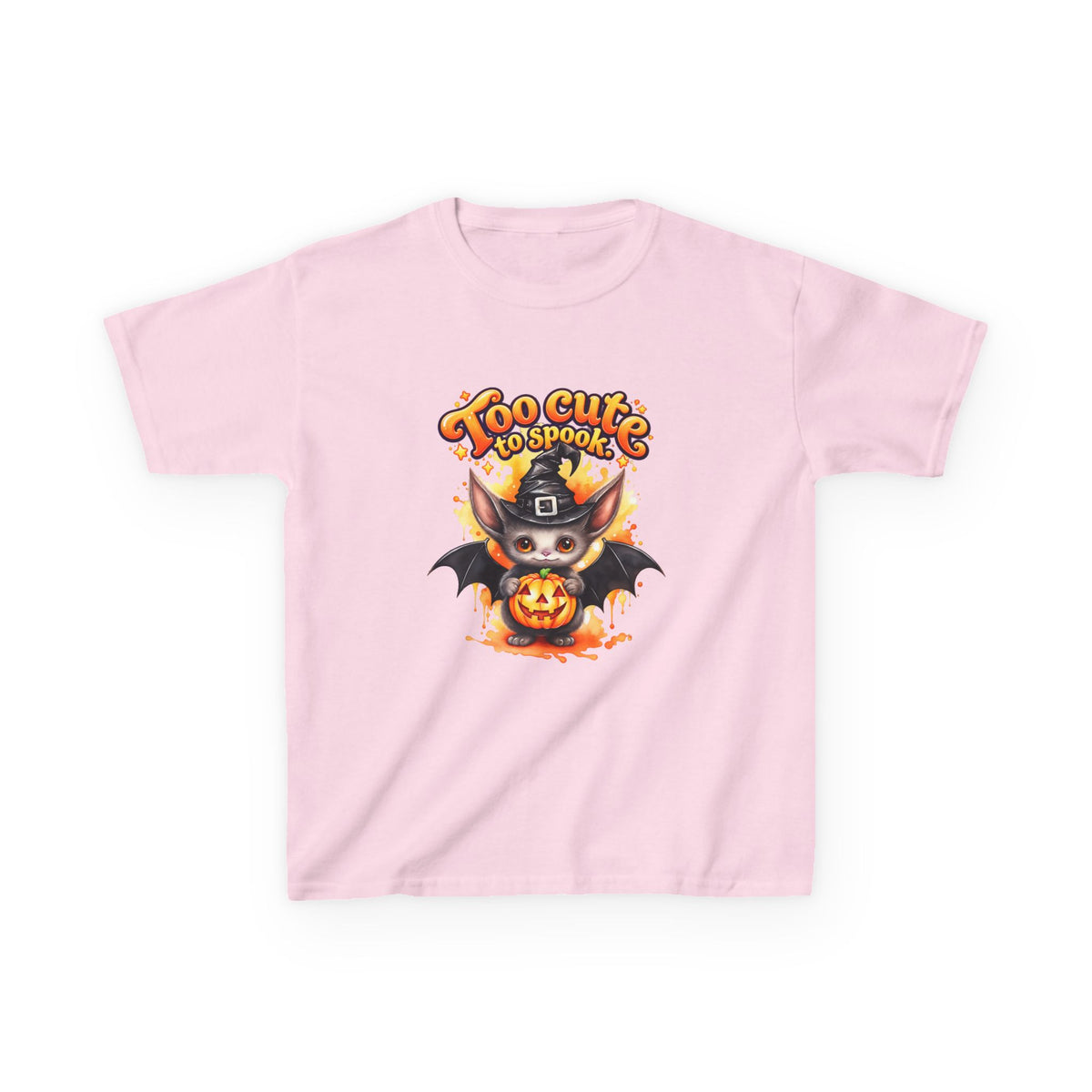"Too Cute to Spook" Bat & Jack-O'-Lantern Kids Halloween T-Shirt