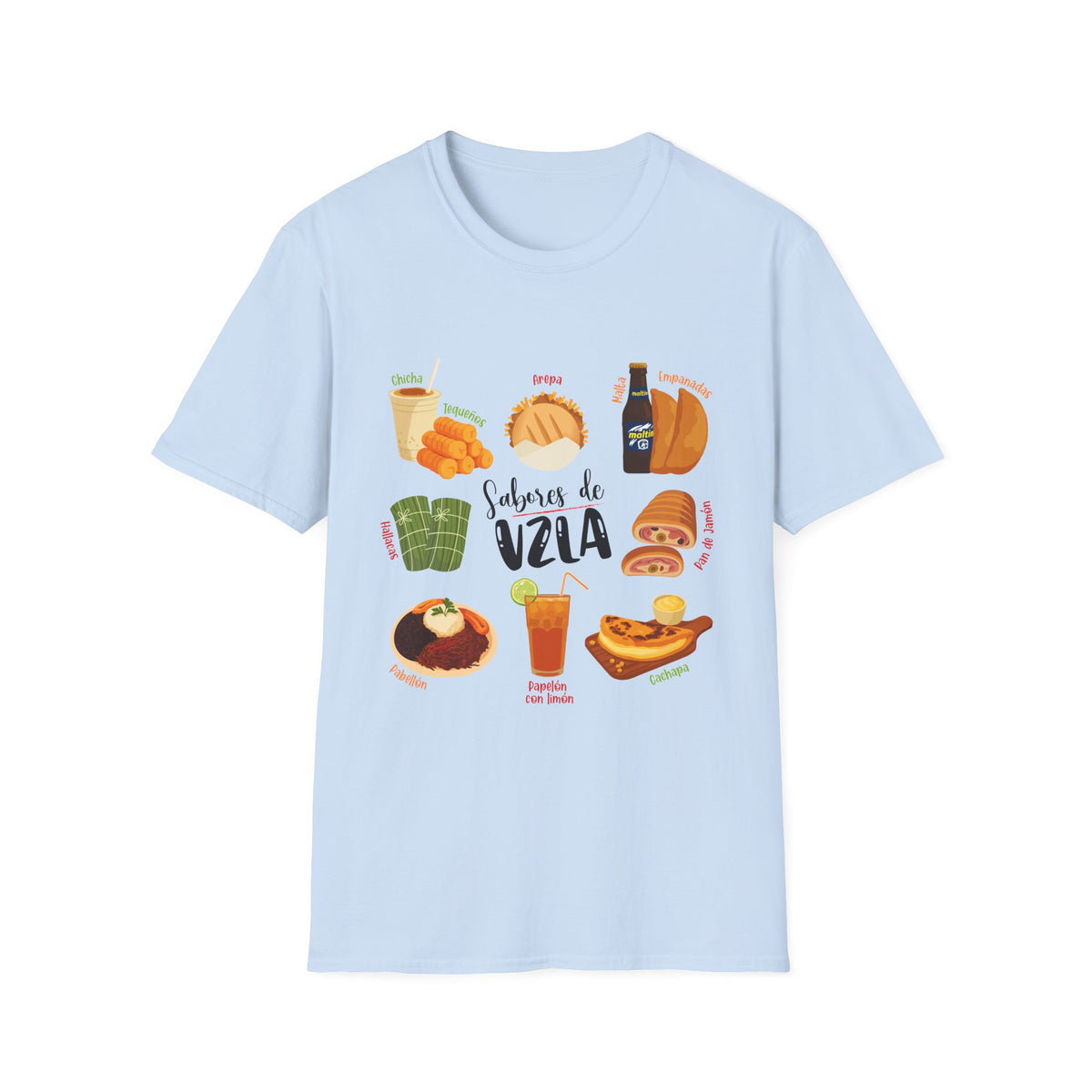 Venezuelan Foods T-Shirt - 'Sabores de Vzla' Illustrated Food Tee