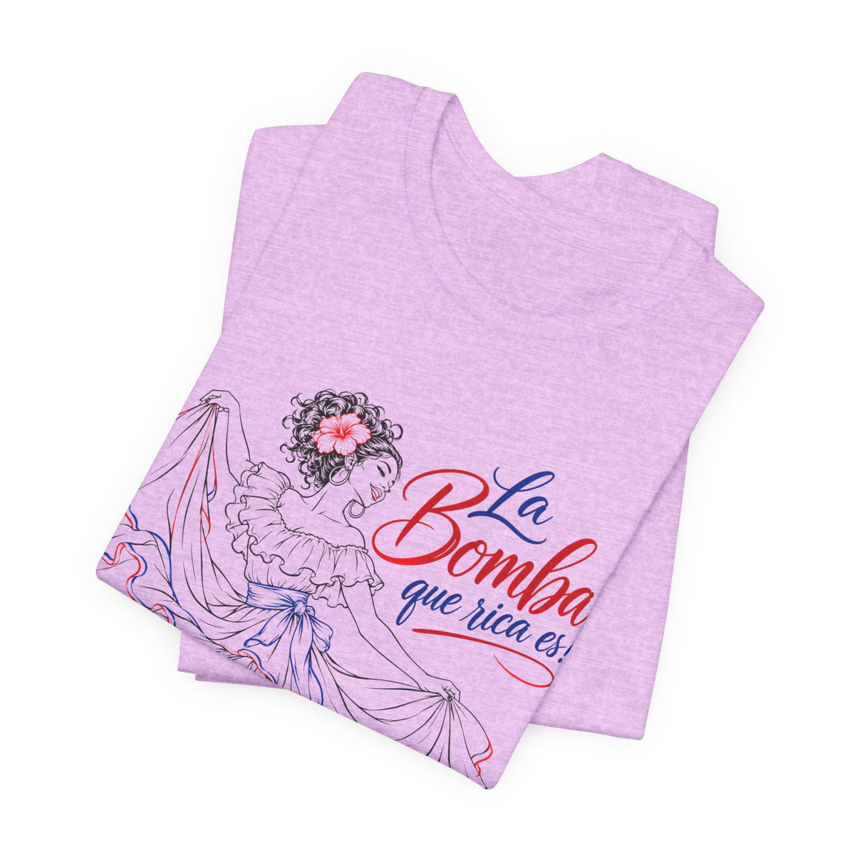 Camiseta UNISEX JERSEY BELLA+CANVA con dibujo lineal "La Bomba Que Rica Es!"