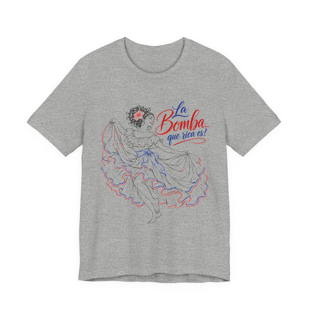 Camiseta UNISEX JERSEY BELLA+CANVA con dibujo lineal "La Bomba Que Rica Es!"