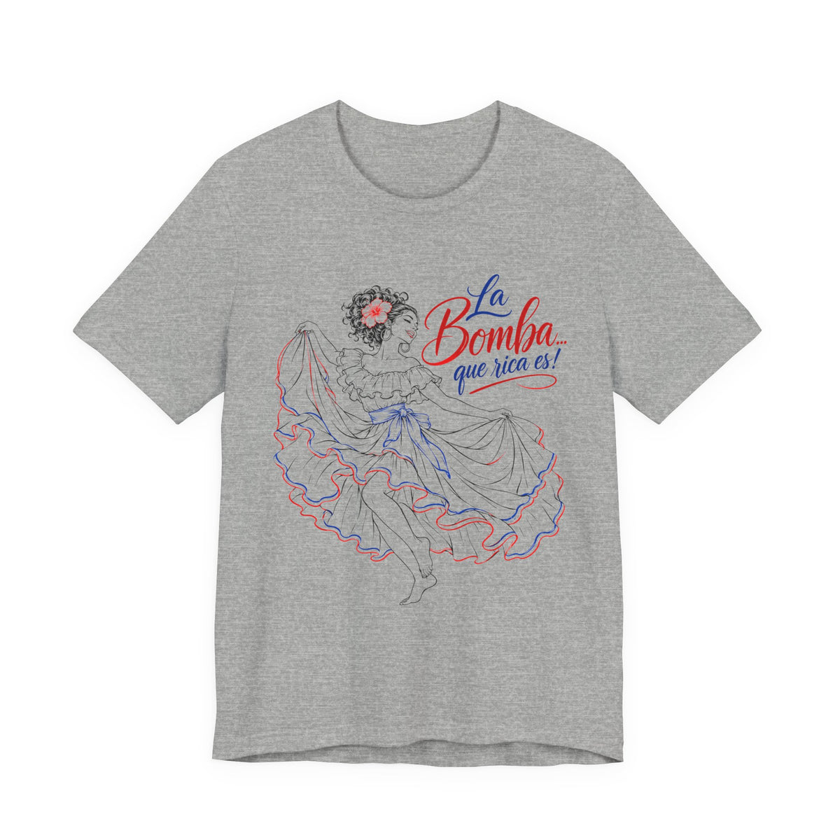 Camiseta UNISEX JERSEY BELLA+CANVA con dibujo lineal "La Bomba Que Rica Es!"