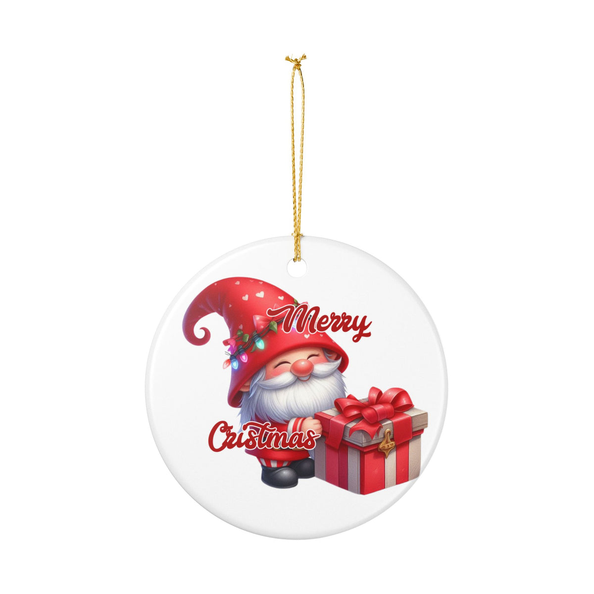 Merry Christmas Santa Ceramic Ornament