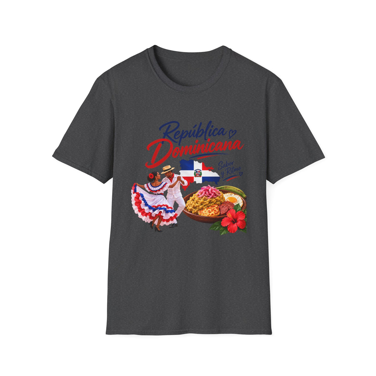 Sabor y Ritmo GILDAN_6400 UNISEX Colorful Graphic T-Shirt