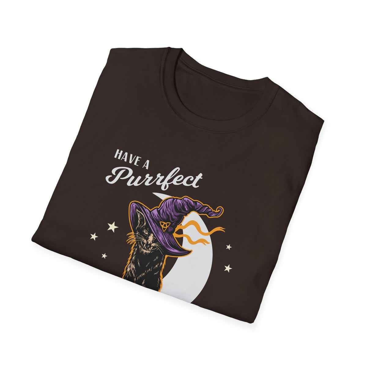Have a Purrfect Halloween T-Shirt — Black Cat Witch Holiday Tee