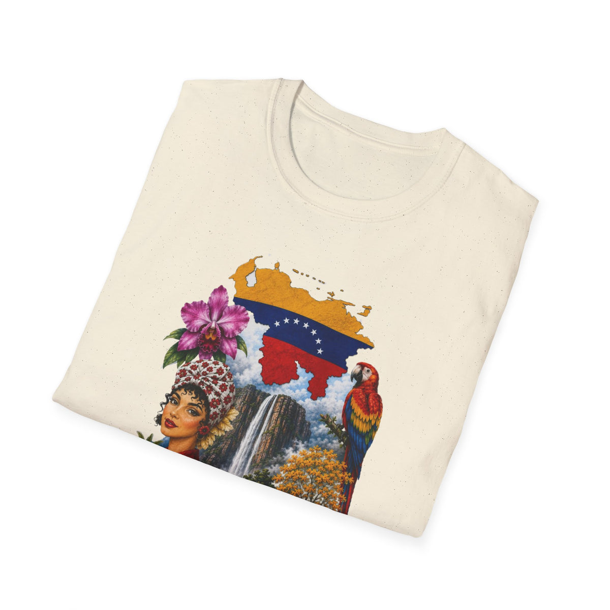Camiseta vintage de viaje de Venezuela: Arepa, Salto Ángel y diseño floral retro