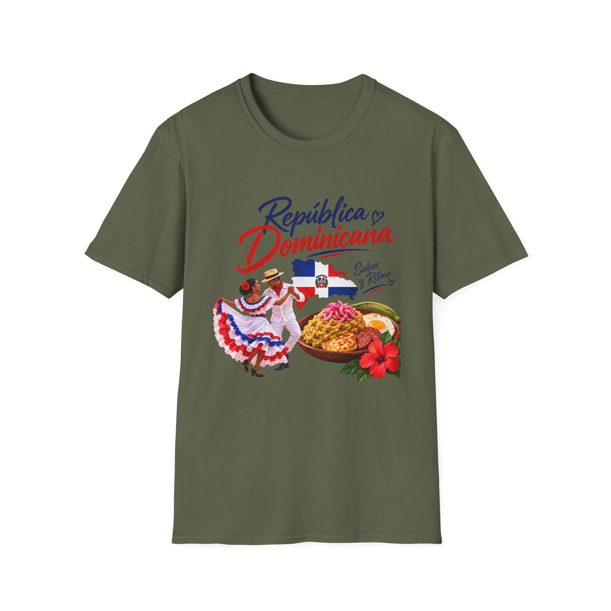 Sabor y Ritmo GILDAN_6400 UNISEX Colorful Graphic T-Shirt