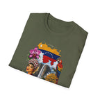 Camiseta vintage de viaje de Venezuela: Arepa, Salto Ángel y diseño floral retro