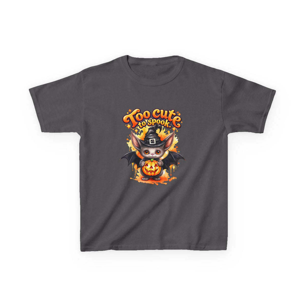 "Too Cute to Spook" Bat & Jack-O'-Lantern Kids Halloween T-Shirt