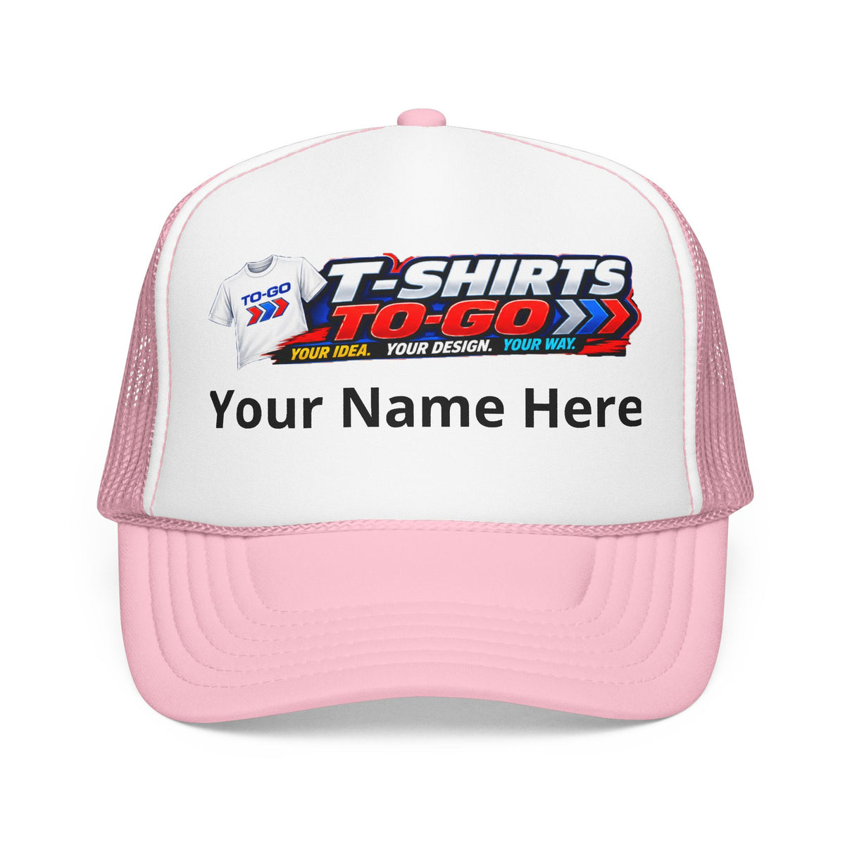 Foam Trucker Hat — Vintage Racing Logo Pink Mesh Cap