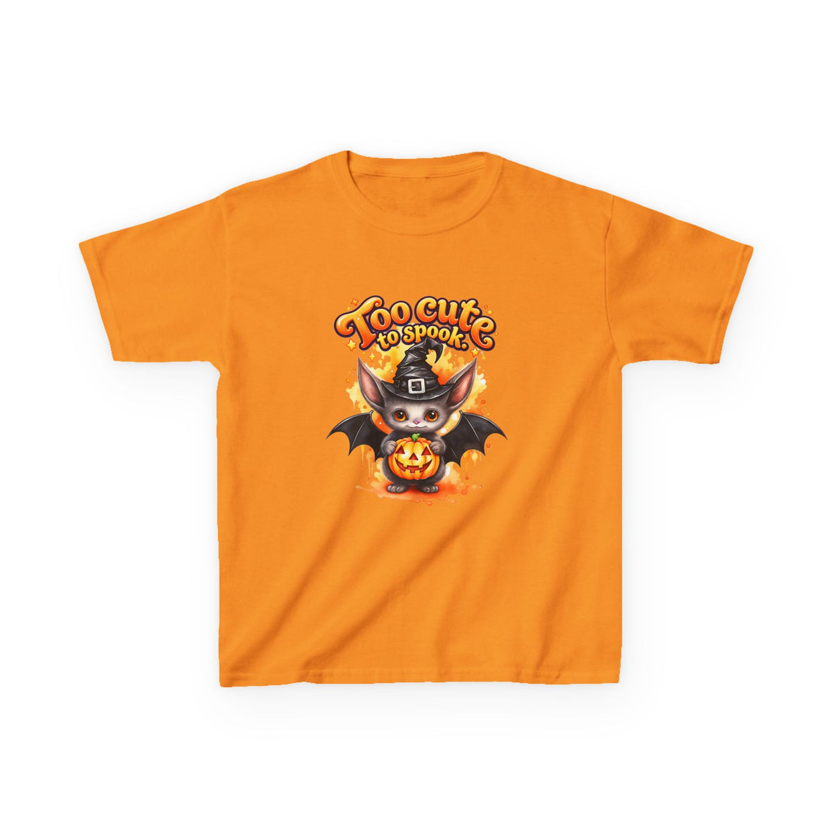 "Too Cute to Spook" Bat & Jack-O'-Lantern Kids Halloween T-Shirt