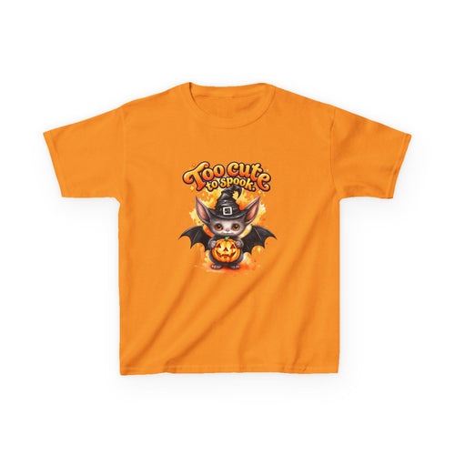 "Too Cute to Spook" Bat & Jack-O'-Lantern Kids Halloween T-Shirt