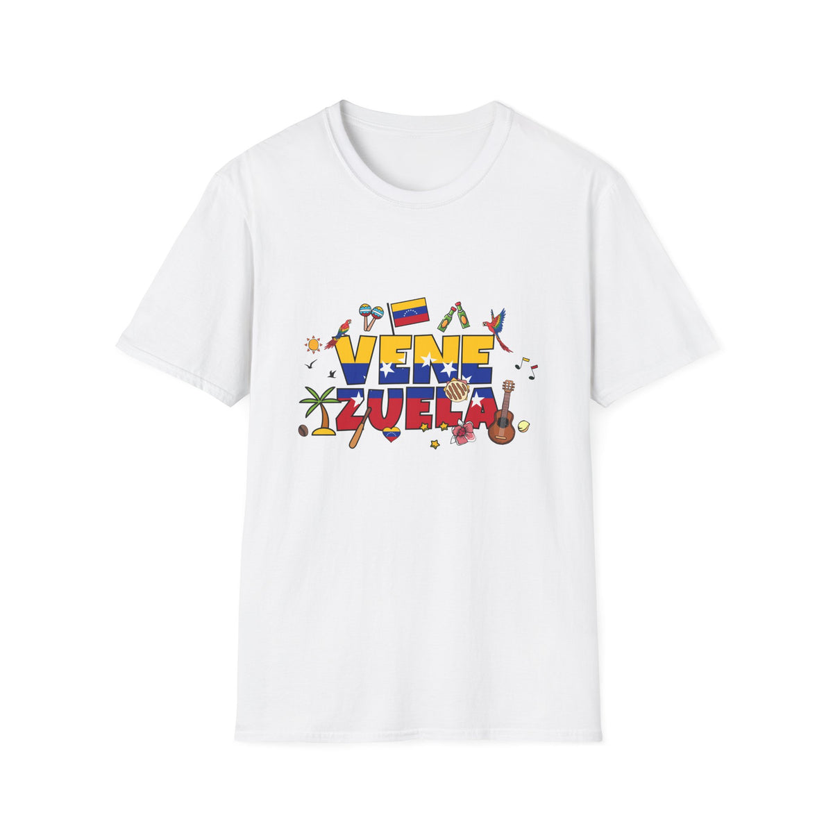 Venezuela Pride T-Shirt — 'Venezuela' Colorful Flag & Cultural Icons Tee