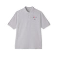 Men's Piqué Polo Shirt— Small Chest 'LOVE' Heart Graphic Polo Shirt