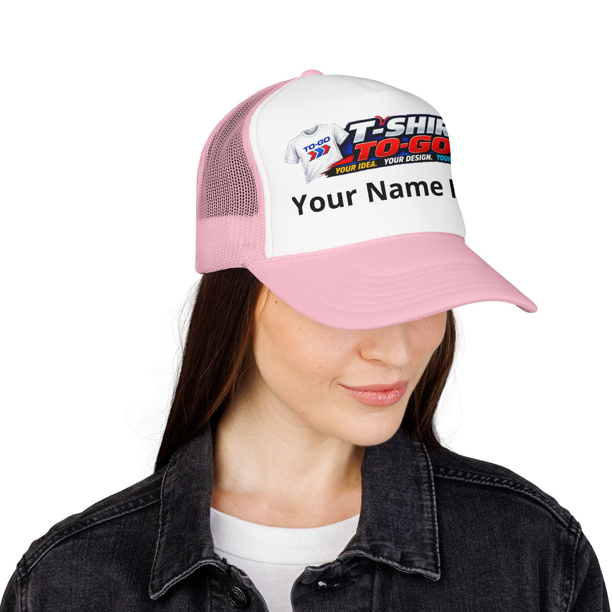 Foam Trucker Hat — Vintage Racing Logo Pink Mesh Cap