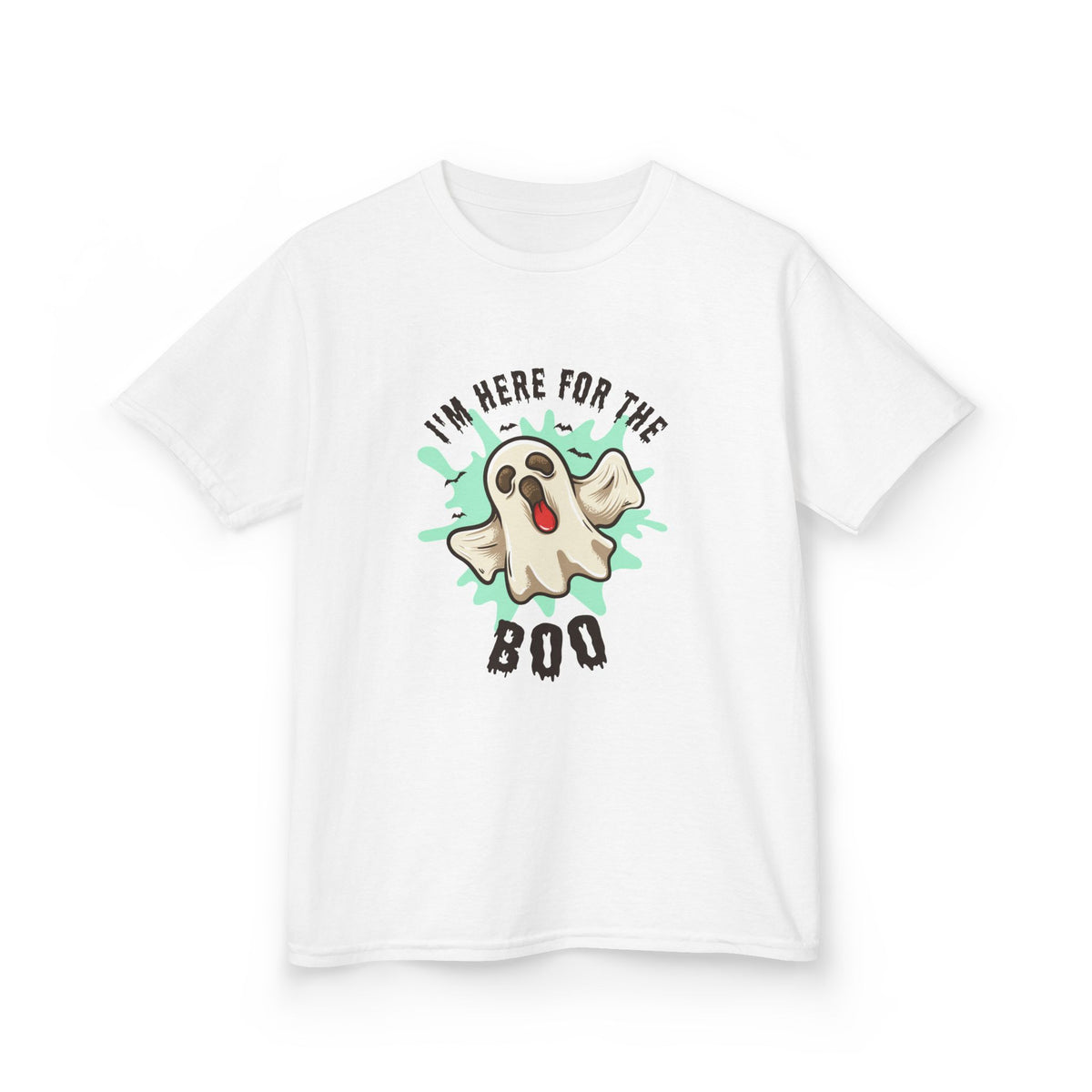 Kids Tee — “I’m Here for the Boo” Cute Ghost Halloween T-Shirt