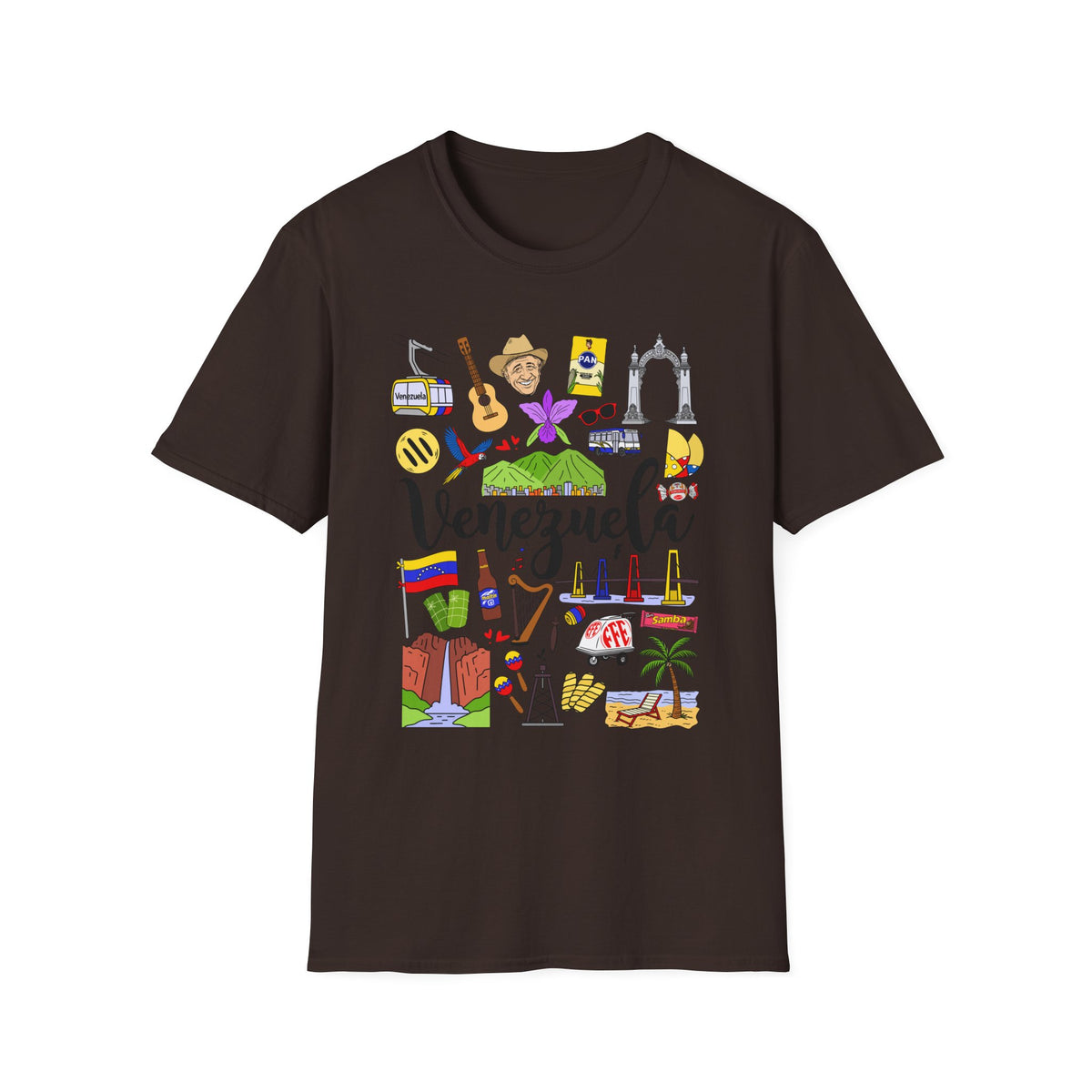 Venezuela Icons T-Shirt — Colorful Travel & Culture Graphic Tee