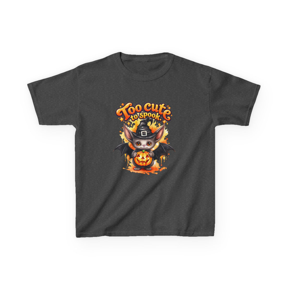 "Too Cute to Spook" Bat & Jack-O'-Lantern Kids Halloween T-Shirt