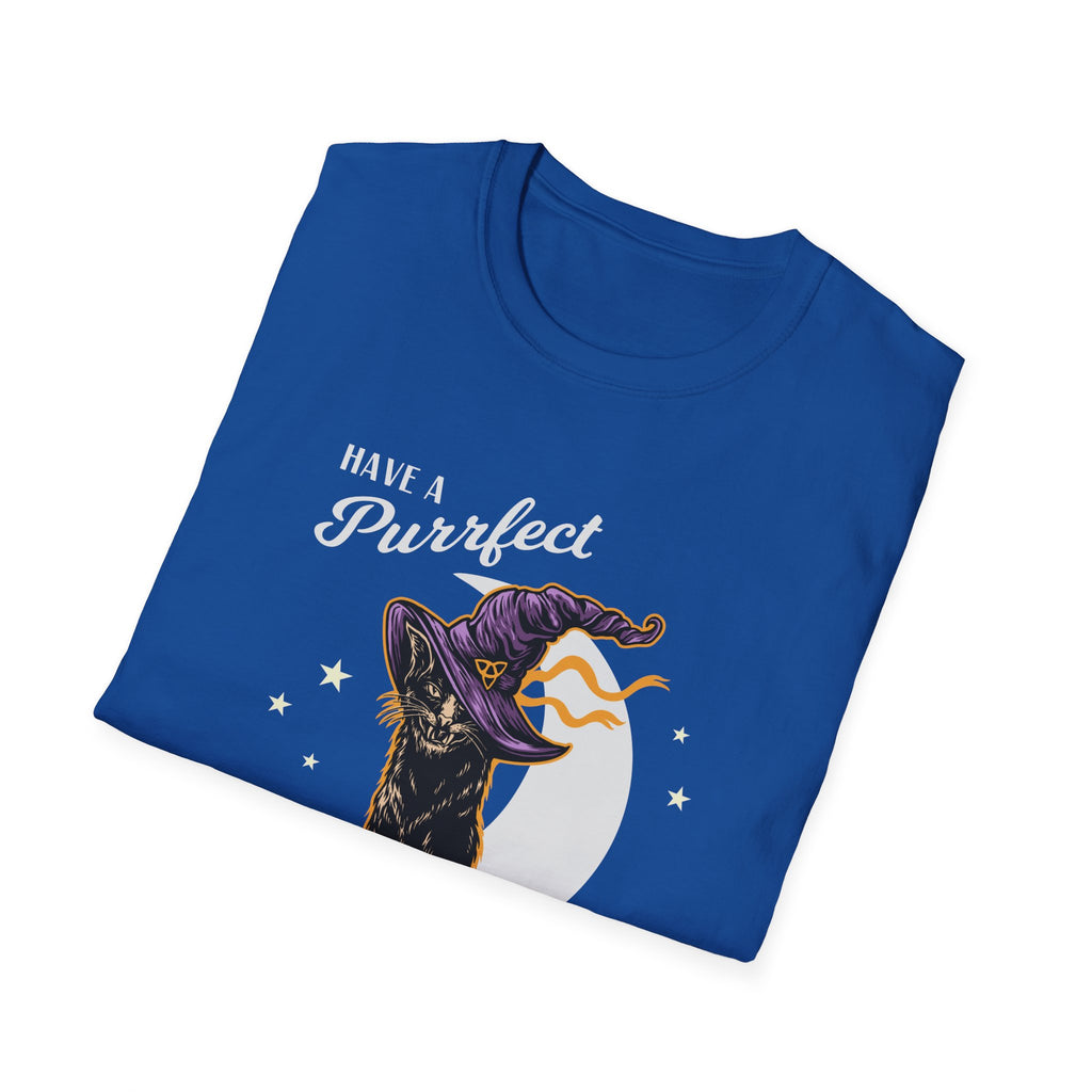 Have a Purrfect Halloween T-Shirt — Black Cat Witch Holiday Tee