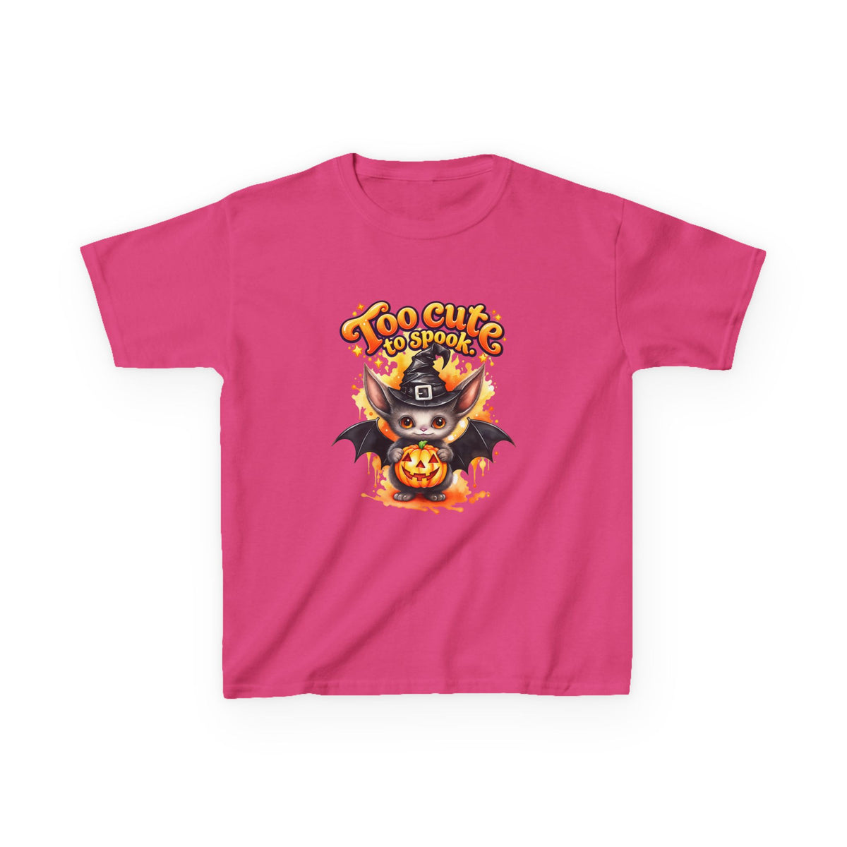 "Too Cute to Spook" Bat & Jack-O'-Lantern Kids Halloween T-Shirt