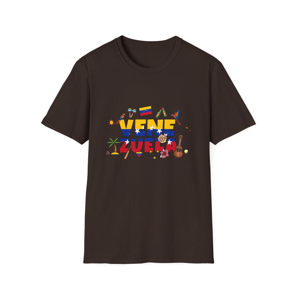Venezuela Pride T-Shirt — 'Venezuela' Colorful Flag & Cultural Icons Tee