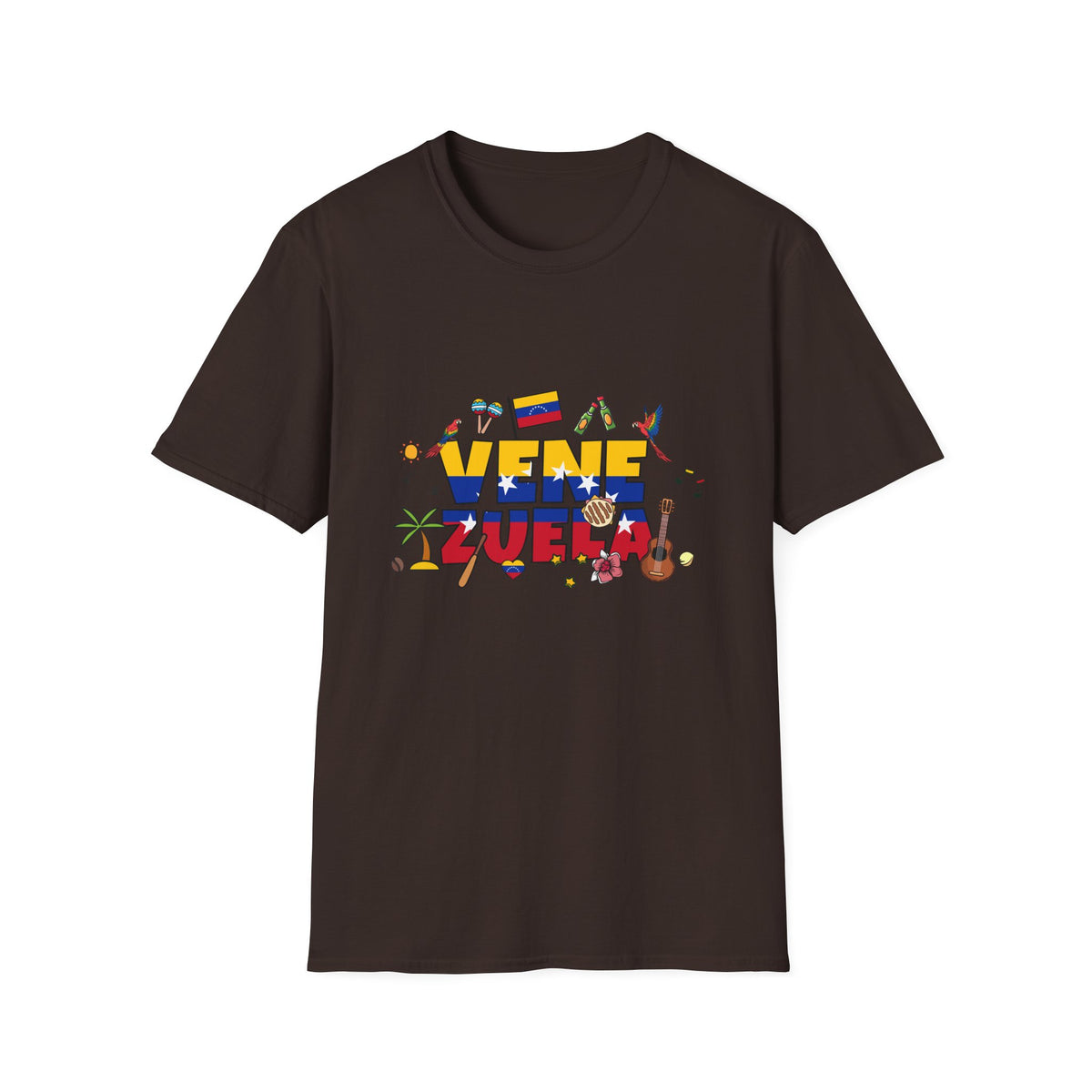 Venezuela Pride T-Shirt — 'Venezuela' Colorful Flag & Cultural Icons Tee