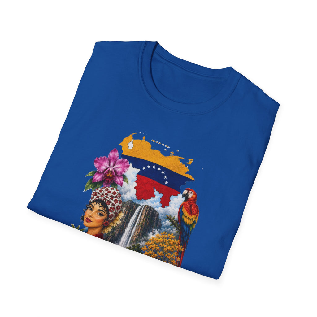 Camiseta vintage de viaje de Venezuela: Arepa, Salto Ángel y diseño floral retro