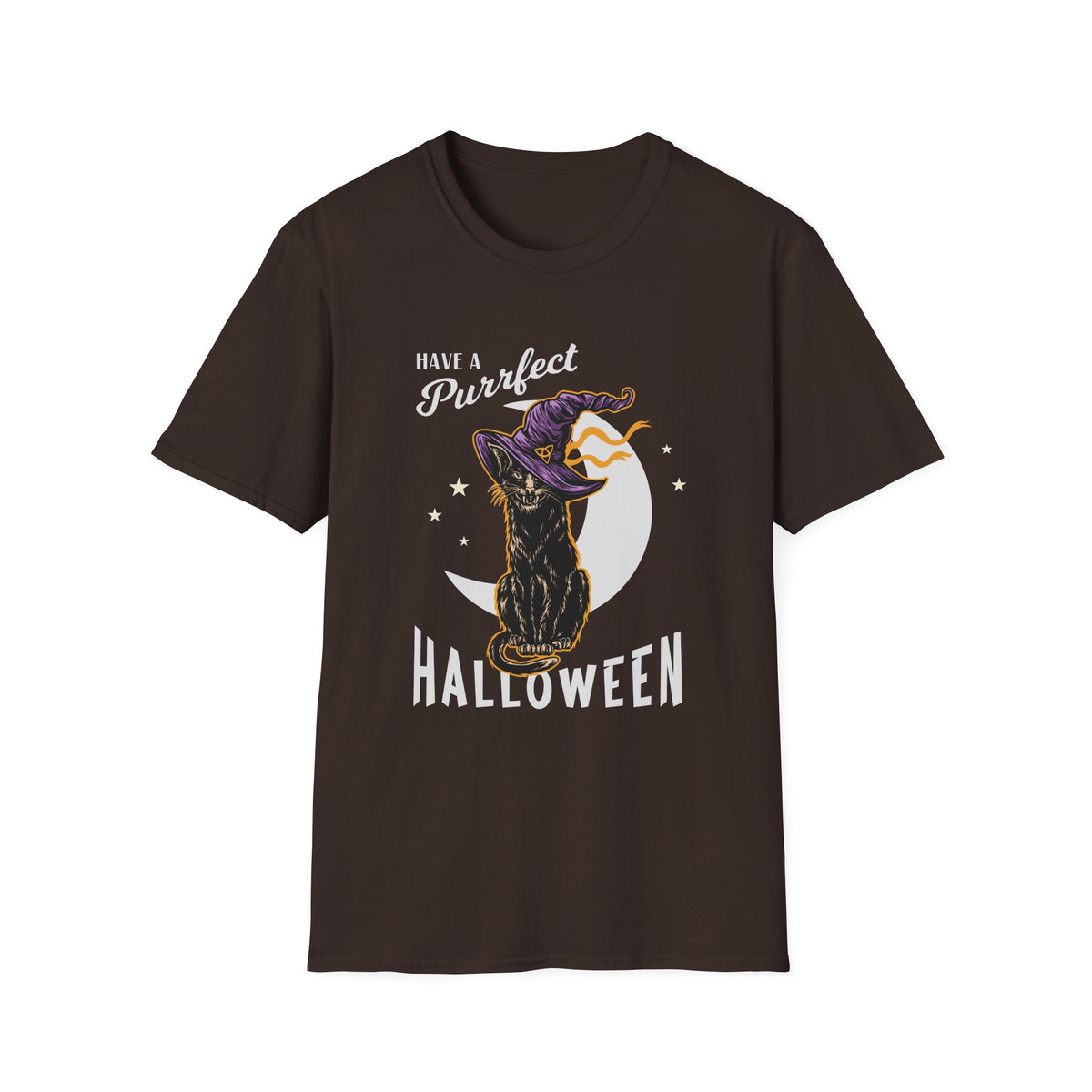 Have a Purrfect Halloween T-Shirt — Black Cat Witch Holiday Tee