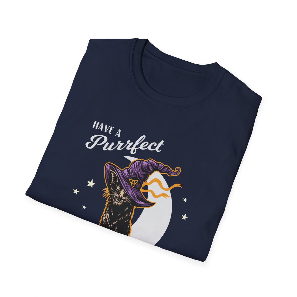 Have a Purrfect Halloween T-Shirt — Black Cat Witch Holiday Tee