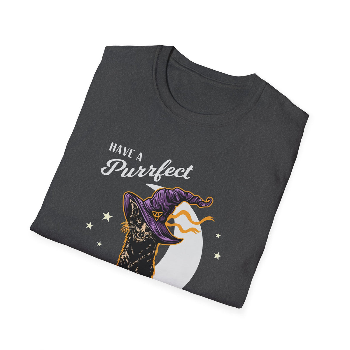 Have a Purrfect Halloween T-Shirt — Black Cat Witch Holiday Tee