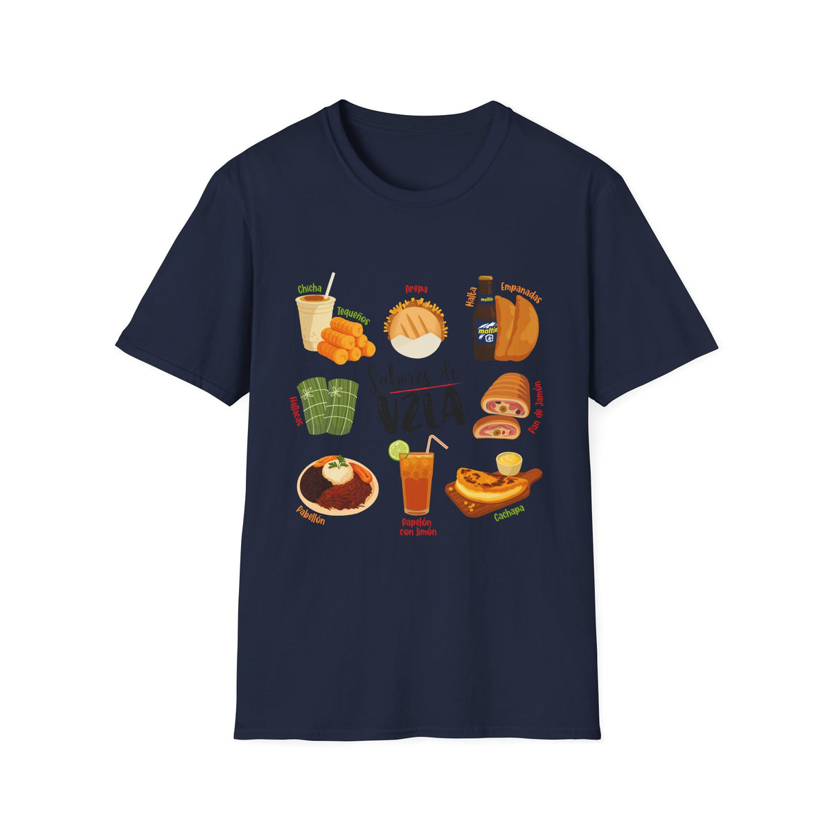 Venezuelan Foods T-Shirt - 'Sabores de Vzla' Illustrated Food Tee