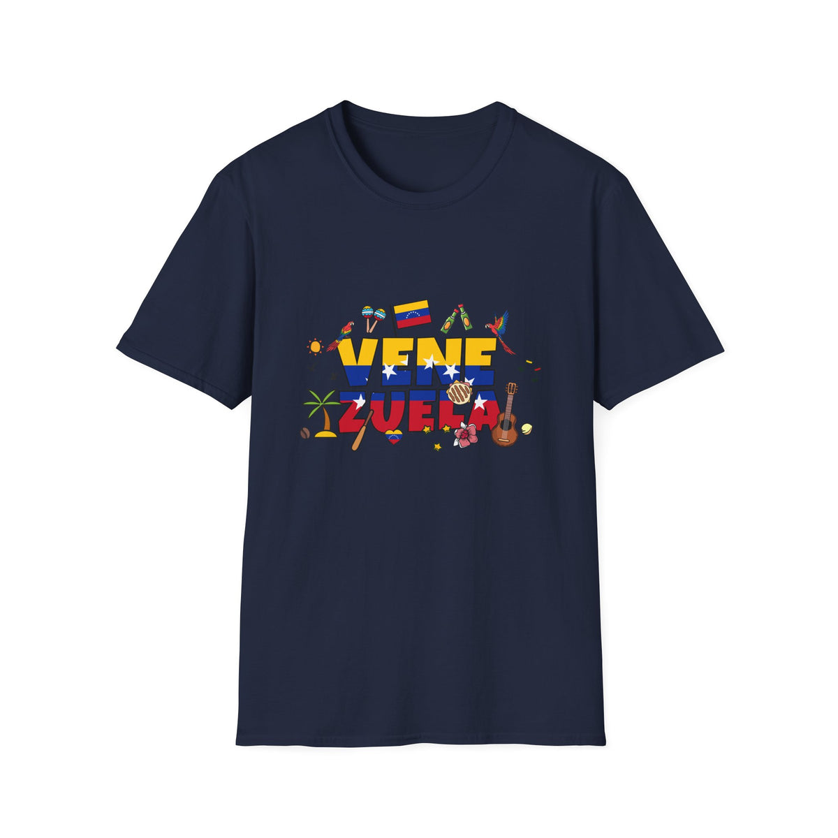 Venezuela Pride T-Shirt — 'Venezuela' Colorful Flag & Cultural Icons Tee
