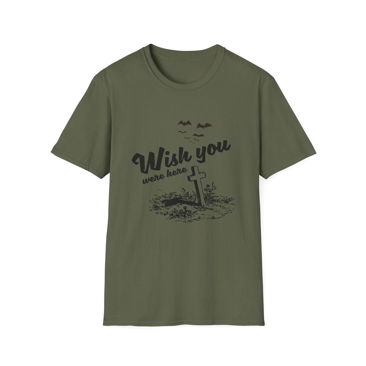 T‑Shirt — "Wish You Were Here" Graveyard Halloween Tee