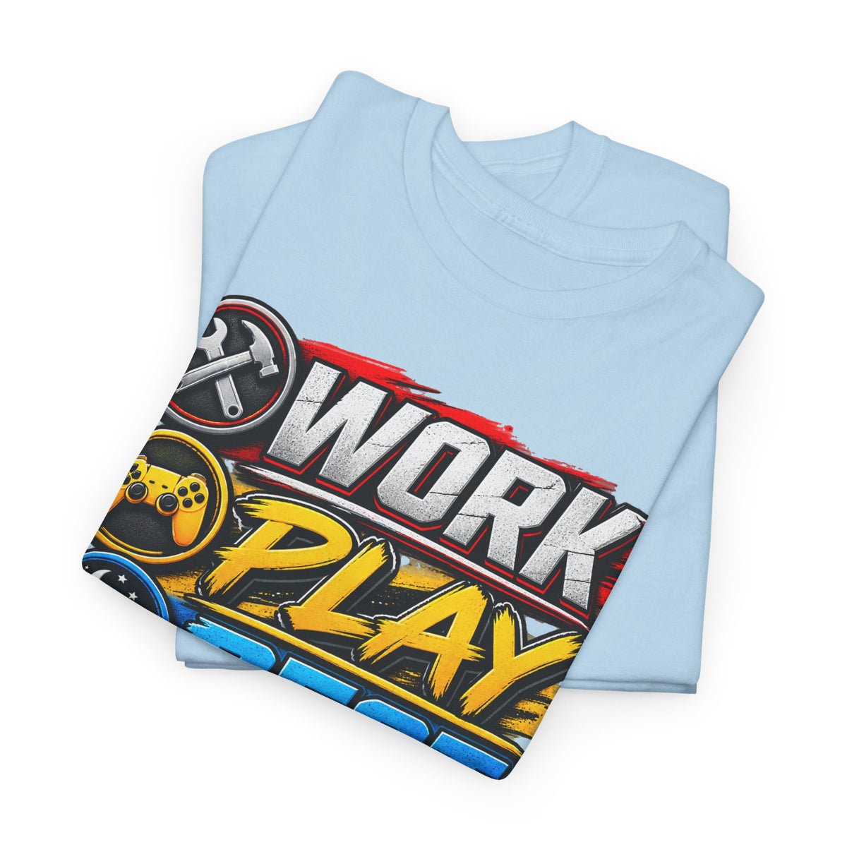 Work Play Rest Repeat T‑Shirt — Gamer & Hustle Lifestyle Tee