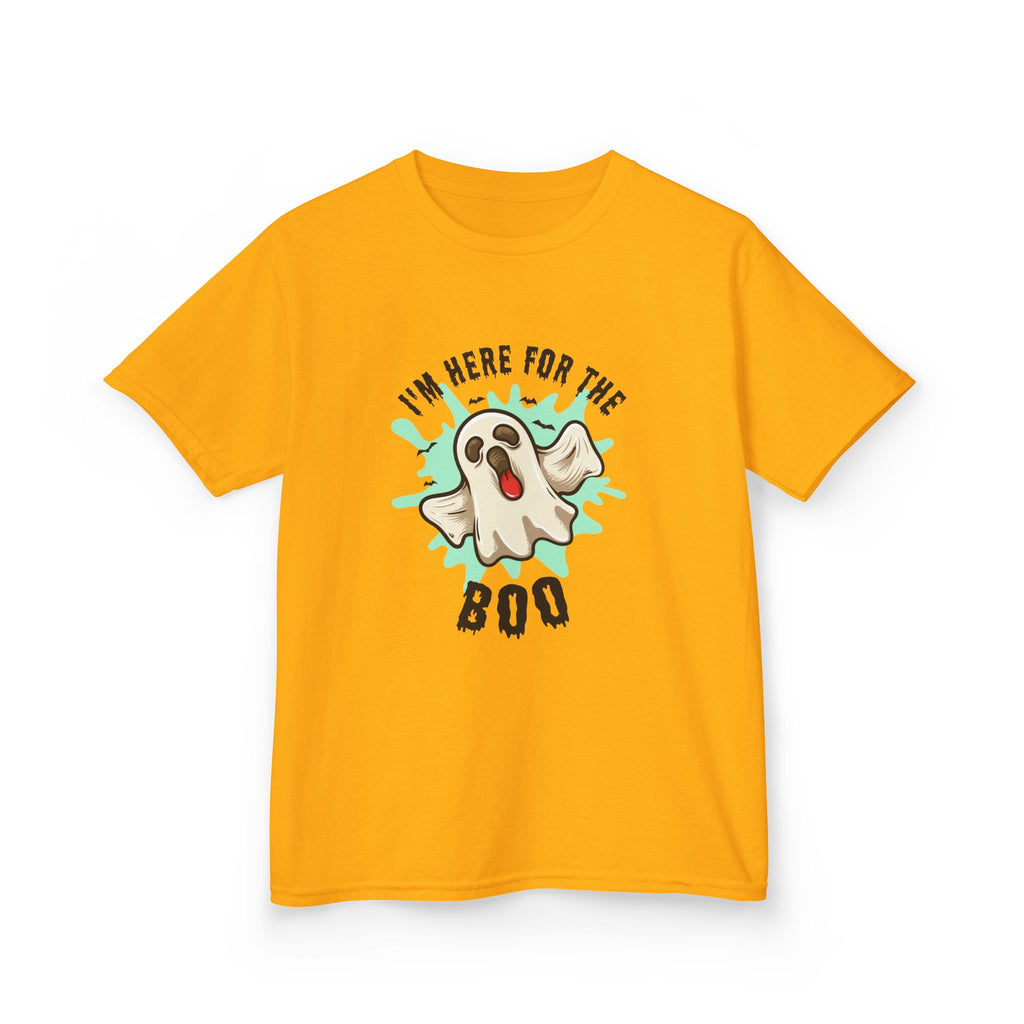 Kids Tee — “I’m Here for the Boo” Cute Ghost Halloween T-Shirt
