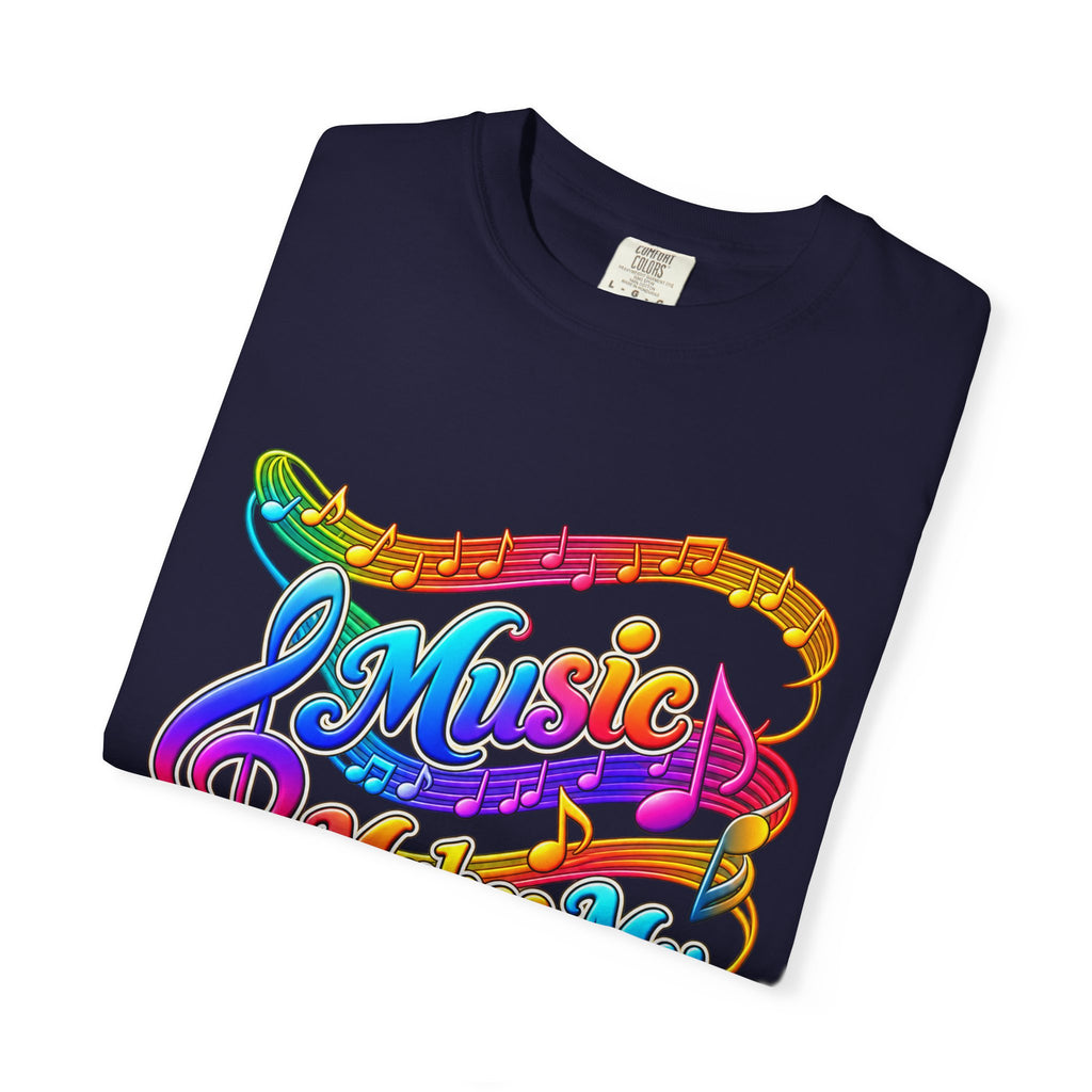 Music Makes My Heart Sing T-Shirt — Colorful Music Note Graphic Tee