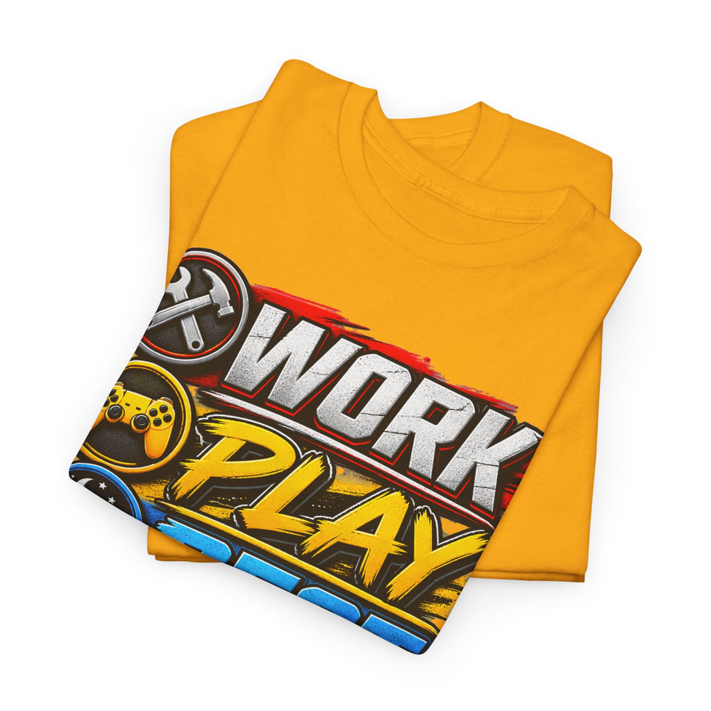 Work Play Rest Repeat T‑Shirt — Gamer & Hustle Lifestyle Tee