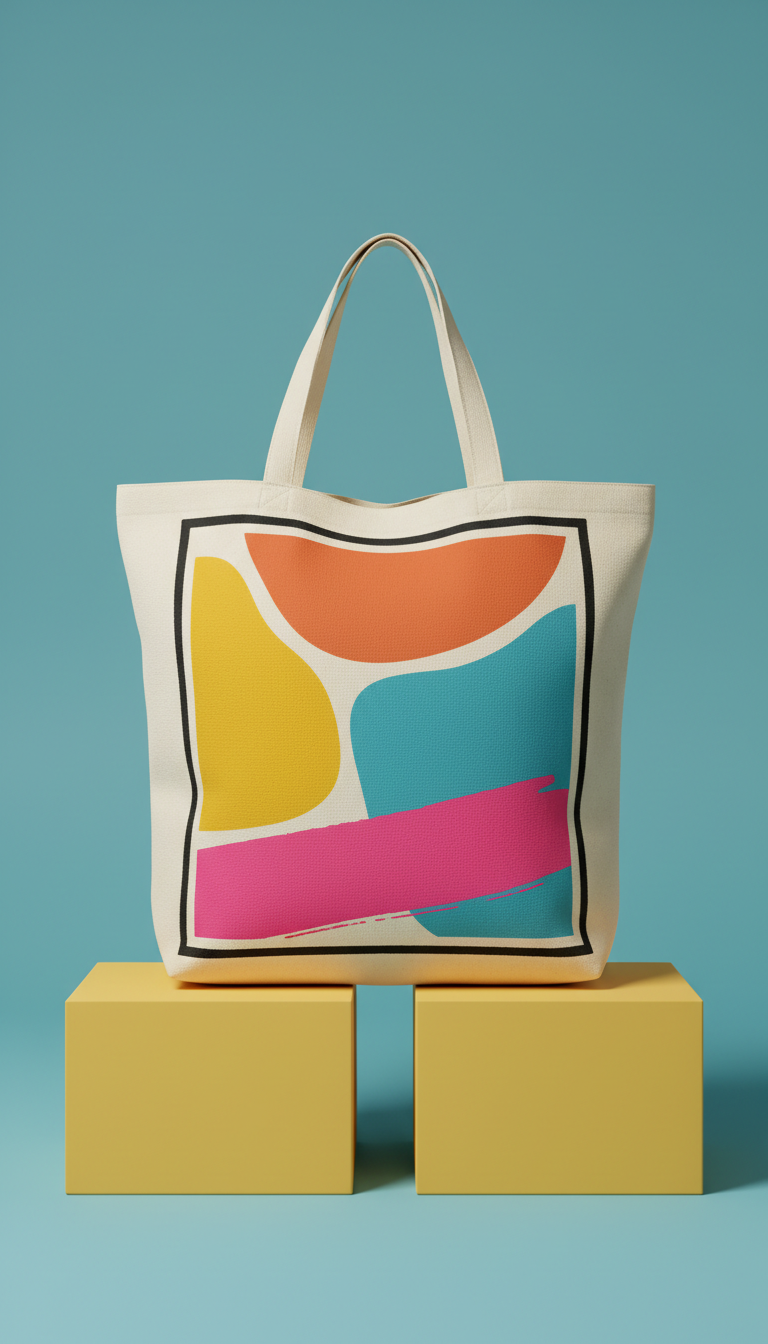 Bolso de mano de lona extragrande con estampado llamativo