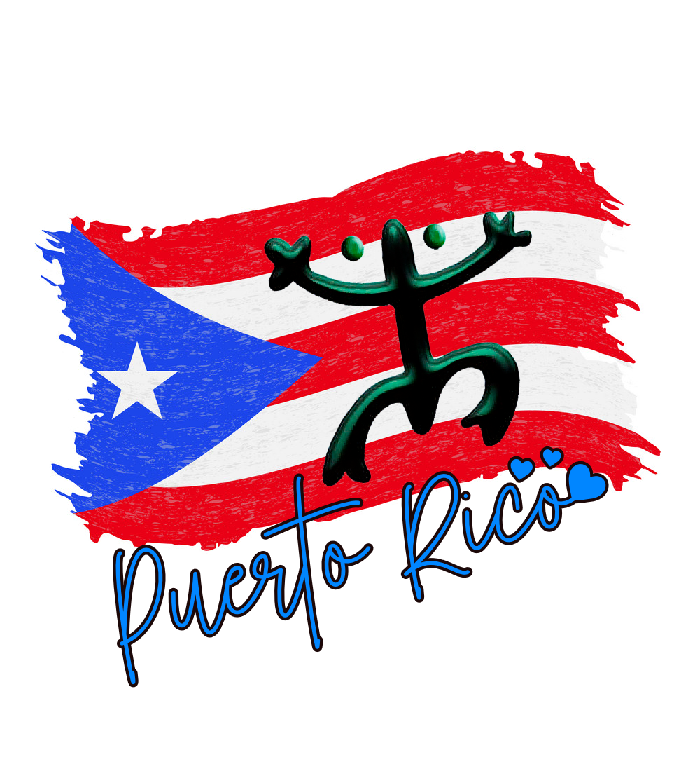Bandera grunge de PR con coqui taíno