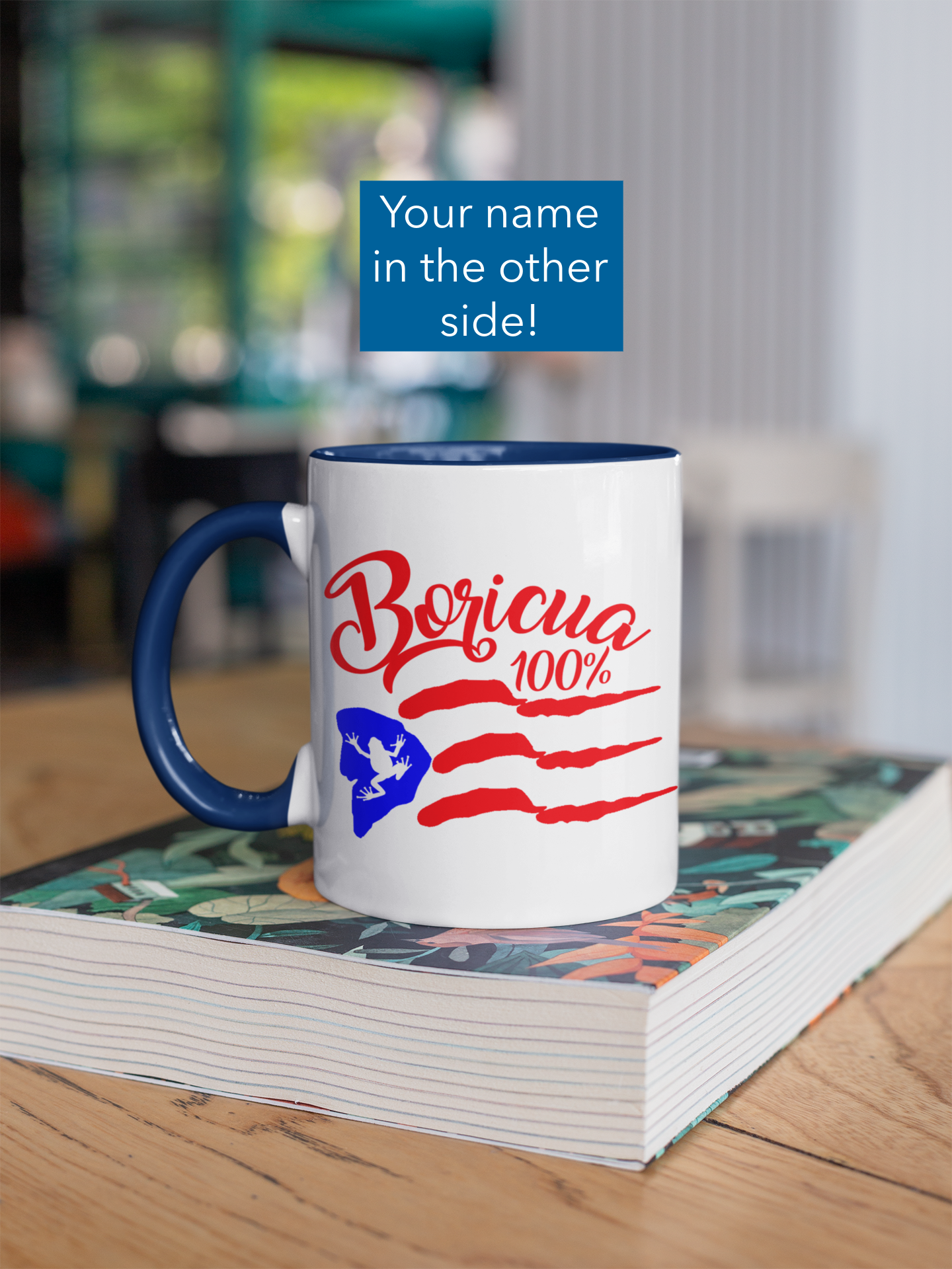 Taza de café Coqui 100% Boricua de 11 oz